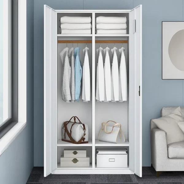 Bedroom Furniture Steel Storage Cabinet 2 Door Cupboard Metal Walk in Clothes Cabinets Wholesale Wardrobes - Image 3