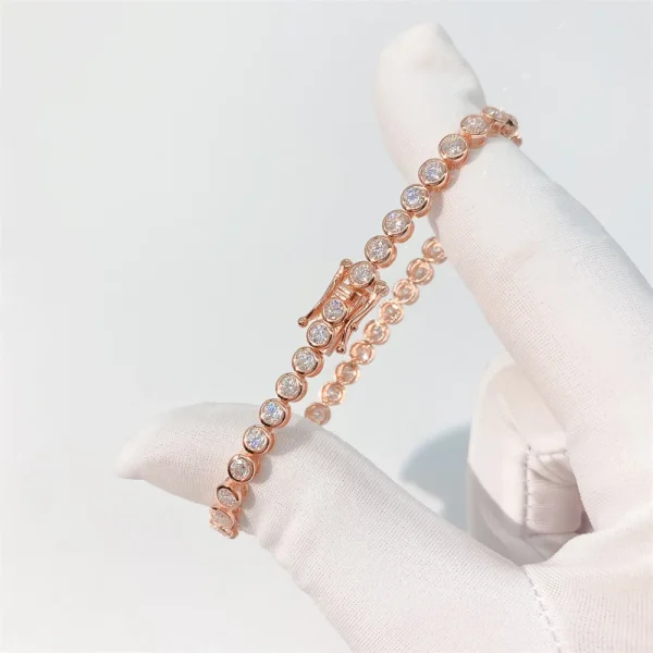 EWYA GRA Certified D Color 2-3mm Full Moissanite Tennis Bracelet For Women S925 Silver Plated 18K Bubble Diamond Link Bracelets - Image 4