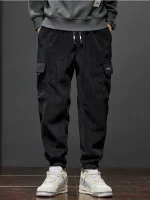 Spring Autumn New Style Elastic Waist Casual Pants for Men Stretch Straight Drawstring Harem Jogging Sports Long cargo pants for men - Image 4