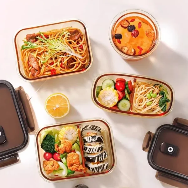 New Sealed Glass Lunch Box Microwave with Lid Bento Box Crisper Heat-resistant Fruit Salad Box Office Workers - Image 3