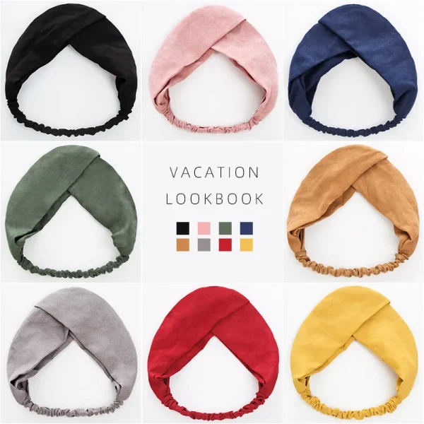 Cross Turban Solid Hairbands for Women Twist Knotted Boho Suede Hair Bands For Girls Sweet Bow Headwrap Vintage Hair Accessories - Image 4