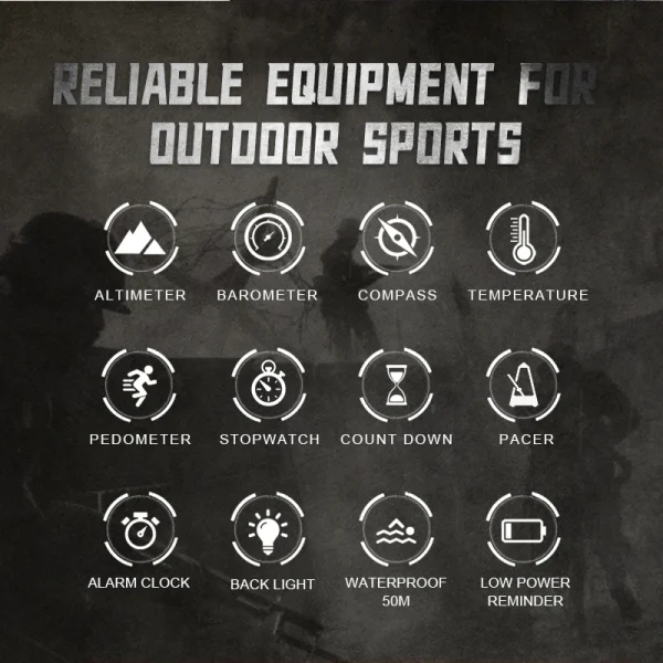 NORTH EDGE APACHE-46 Men Digital Watch Outdoor Sports Running Swimming Outdoor Sport Watches Altimeter Barometer Compass WR50M - Image 3