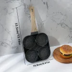 1pc medical stone four-hole omelette pot household non-stick flats-bottomed egg dumpling pot breakfast egg burger frying pan - Image 4