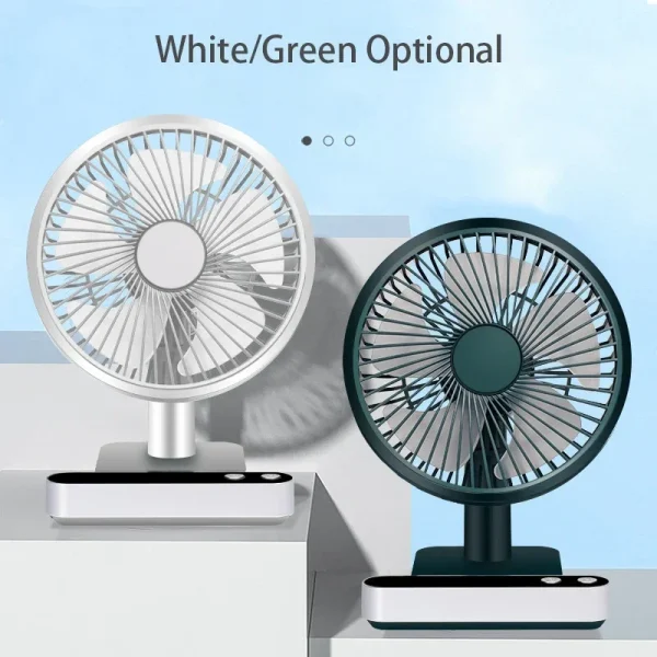 USB Rechargeable Oscillating Desk Fan 4 Speed Settings 5000mAh Mini Table Cooling Fan Adjustable Head Home Office Personal Fan - Image 5