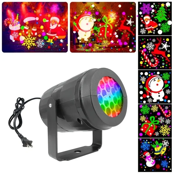 Snowflake Christmas Party Laser Projector, Stage Rotating LED Lights, Santa Claus Outdoor Vacation Garden Lighting - Image 3