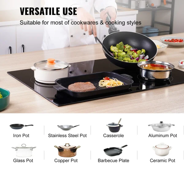 SucceBuy 2/4/5 Burners Built-in Induction Cooktop  Stove Top 12/24/30in Ceramic Glass Electric Cooktop For Household Commercial Cooking - Image 3
