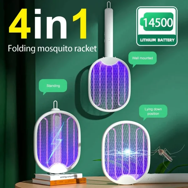 Foldable Electric Mosquito Killer Racket - 3000V Bug Zapper with UV Light, USB Rechargeable Fly Swatter Insect Trap - Image 4