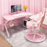 Pink Gaming Desk Girls Study Desk Laptop Table Computer Table white Live Gamer Home Live Desk Bedroom Desktop Gamer Desk - Image 2