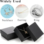 32Pcs-7x7x2.5cm Black Kraft Jewelry Gift Box Cardboard Ring Necklace Earring Packaging Organizer Boxes Case With Sponge Inside - Image 3