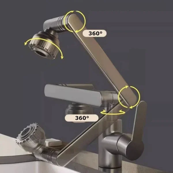 Dual Mode Universal Rotating Faucet Robotic Arm Wash Basin Kitchen Bathroom Hot and Cold Household Basin Wash Basin Sink - Image 3