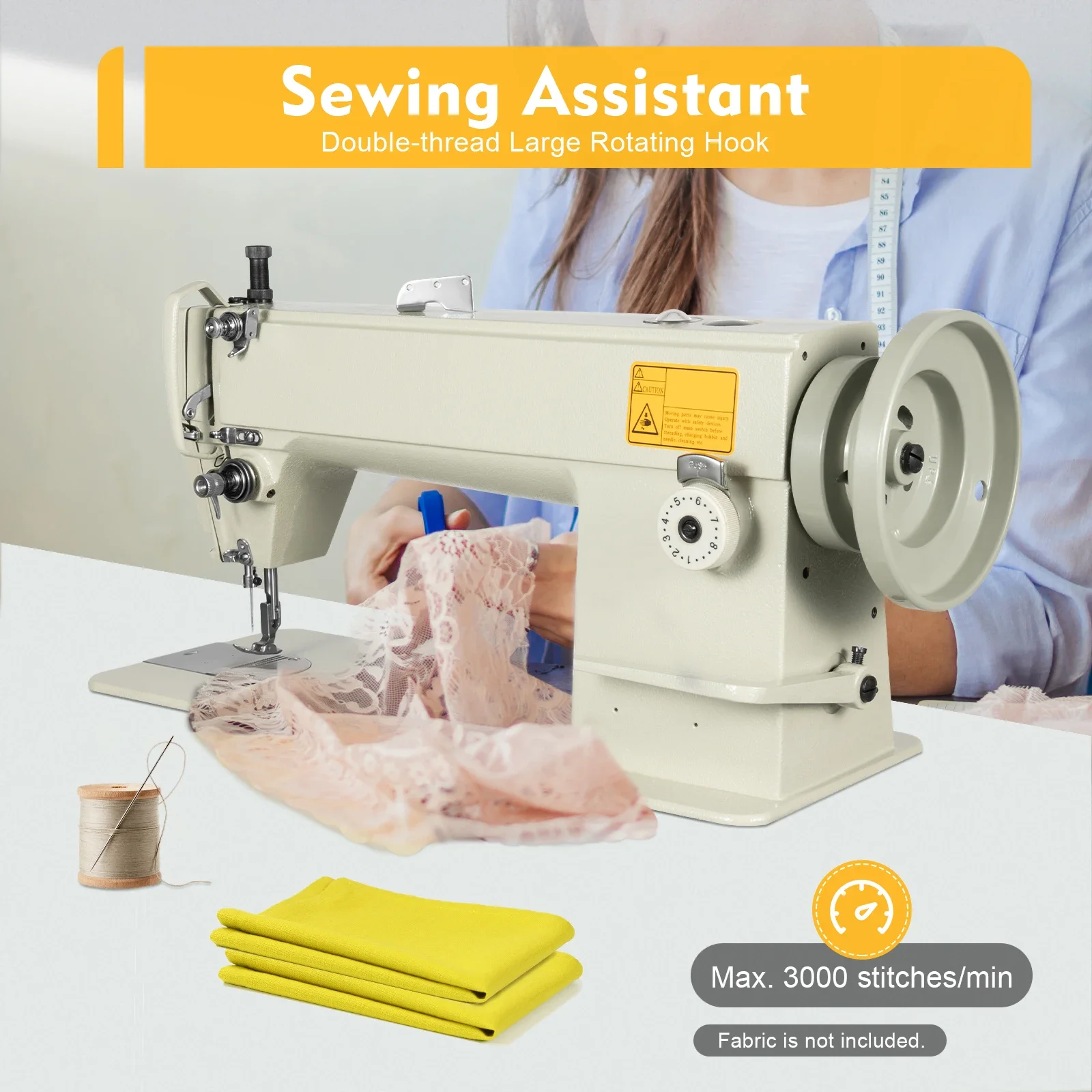 kf-Sea9e4be05e974ac7ac7143c8d19376a4H 3000 Stitch/Min Industrial Sewing Machine Heavy Duty Cast Iron, 5.5 to 13mm Stitch for Thick Fabrics - Image 1