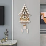 White Cuckoo Wall Clock Antique Battery Operated Creative Wall Clock 12.8*4.33*27.2in