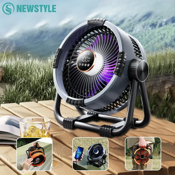 Multifunctional Outdoor Camping Fan Light 20000mAh Rechargeable Ceiling Fan with 3-speed Night Light and Power Bank Portable Fan - Image 2