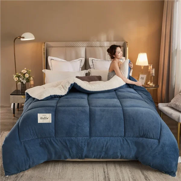 New Thick Milk Fleece Warm Blanket for Winter Artificial Lamb Cashmere Duvet Comforter Soft Warmth Weighted Blankets Quilt Core - Image 3