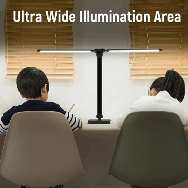 Double Head LED Desk Lamp,Dual Swing-arm Table Lamp for Home Office,5 Color Modes and 5 Dimmable,Modern Eye-Caring Piano Lamp - Image 3