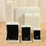 PU Leather Jewelry Packing Gift Box White Brushed Crown Buckle Ring Bracelet Ear Stud Necklace Packing Box Jewelry Set Box - Image 2