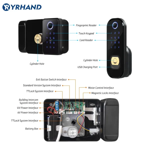 double Fingerprint Door Lock Waterproof Outdoor Gate Bluetooth TT Lock Wifi Passcode IC Card Keyless Enter Electronic Lock - Image 5