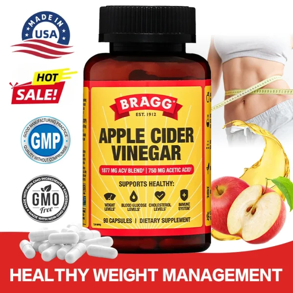 Bragg Apple Cider Vinegar - Vitamin D3 & Zinc - 750 Mg Acetate - Immune & Weight Management Support - Image 4