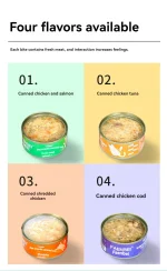200g Canned cat white meat snack can cat snacks cat staple food young cat fat tuna cod salmon chicken cat food pet supplies - Image 3