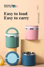 630/1000ml Thermal Tiffin Box Stainless Steel Kids Lunch Box Lunch Bags Food Container Bento Box Kids Lunch Box Office Worker - Image 2