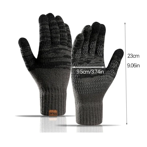 Winter Gloves for Men Knitted Large Size Warm Gloves Cycling Male Office Fleece Non-slip Touch Screen Acrylic Soft Thick Gloves - Image 3