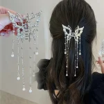 AWAYTR Shark Crab Clips Girls Hairpin Hair Accessories Korean Women Simple Hair Claw Clip Butterfly Hair Clip Pearl Tassel Hair Clip