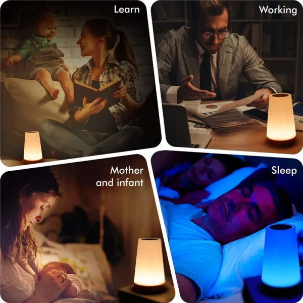 13 Color Changing Night Light RGB Remote Control Touch Dimmable Lamp Portable Table Bedside Lamps USB Rechargeable Night Lamp - Image 4