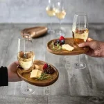 Wood Dinner Plates Creative Food Tray Platos Compartments Wine Cup Holder Sharing Plate Dishes Party Tableware Home Dishware - Image 3