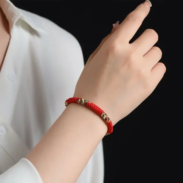 2025 Dragon Year Broken Tai Sui Hand-woven Red Rope 18cm Bracelet Amulet Tantric Ping An Knot Handstring Brings Good Luck Gift - Image 4