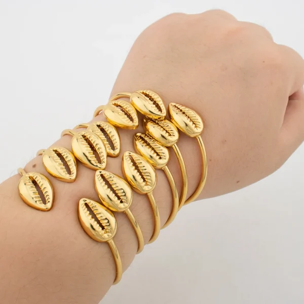 Simple Vintage Water Drop Open Cuff Bangles for Women 2025 Trend Shell Jewellery Geometric Arm Bracelet Aesthetic Jewelry Gifts - Image 2