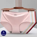 BZEL 6PCS/Set Women's Panty Seamless Female Underwear Plus Size Cozy Briefs Breathable Silk Satin Lingerie Hot Sale Underpants