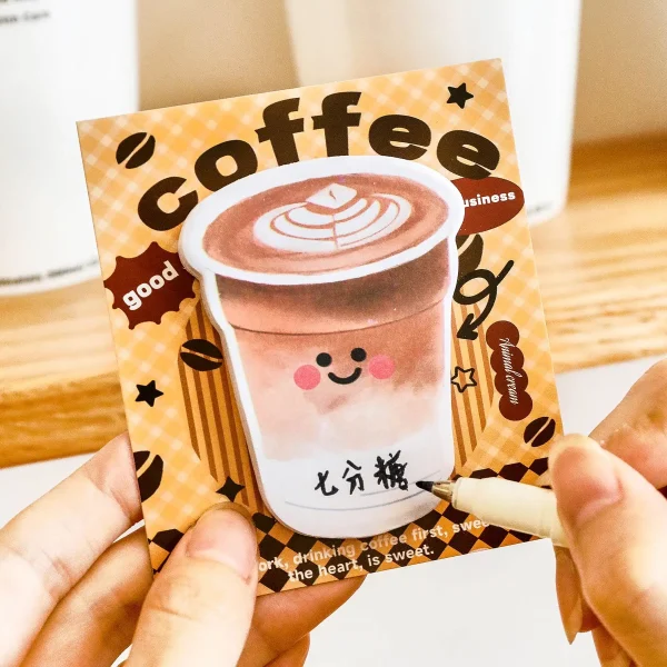4Pcs/Lot Ins Cute Milk Coffee Sticky Notes Girly Journal Decoration Memo Pad for Students Reusable Note Sticker School Statonery - Image 2