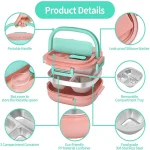 500ML Stainless Steel Bento Box Insulated Tiffin Box For Kids Toddler Girls Metal Portion Sections Leakproof Lunch Container Box - Image 2