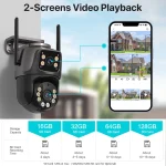 4K 8MP HD Wifi PTZ Camera Outdoor 4MP Dual Lens Dual Screen AI Auto Tracking IP Camera CCTV Audio Video Surveillance P2P iCSee - Image 4