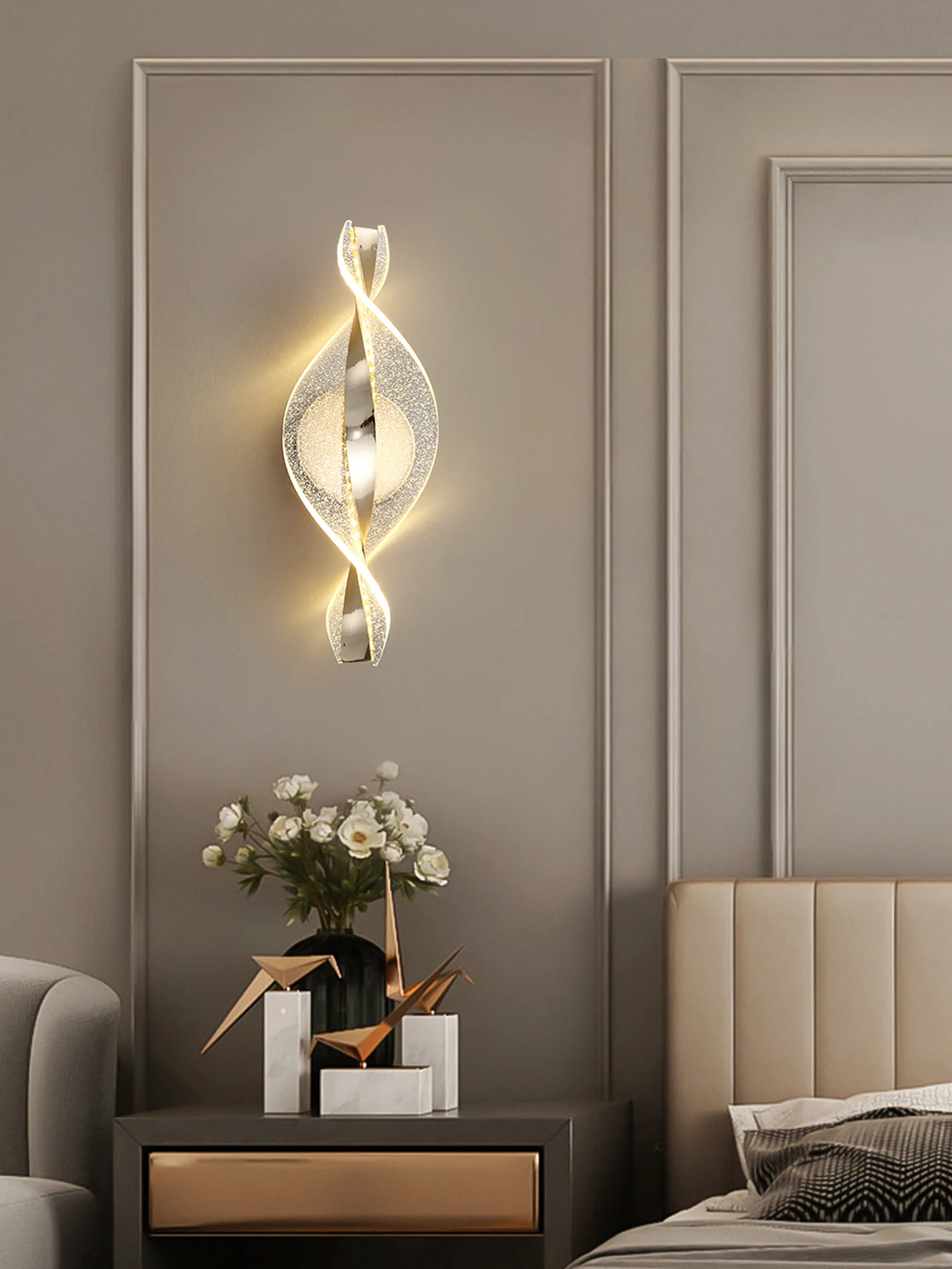 kf-Sfdb3aadd17c849eead965e0c234be316a LED Modern 1PC Gold/Black Acrylic wall Lamp,Lustre Hallway, Bedroom,Living room,Bedside lamps room decor,Wall decoration items - Image 1