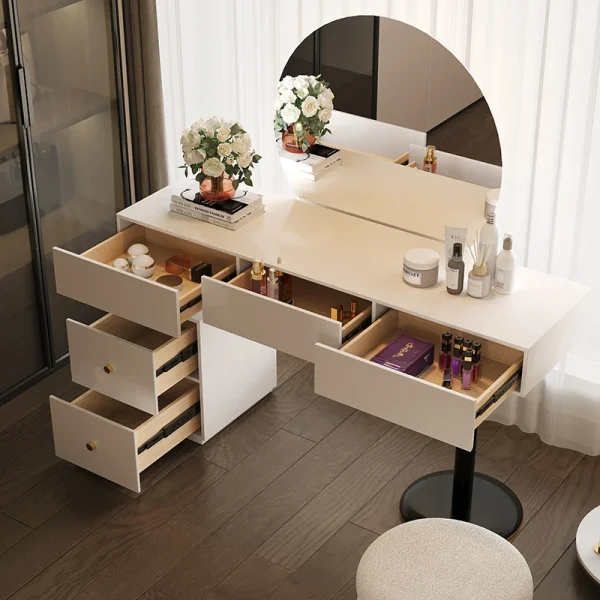 Bedroom Makeup Vanity Table White Light Mirror Desk Dressing Table Storage Cabinet Women Mesa De Maquillaje Trendy Furniture - Image 3