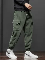 Spring Autumn New Style Elastic Waist Casual Pants for Men Stretch Straight Drawstring Harem Jogging Sports Long cargo pants for men - Image 2