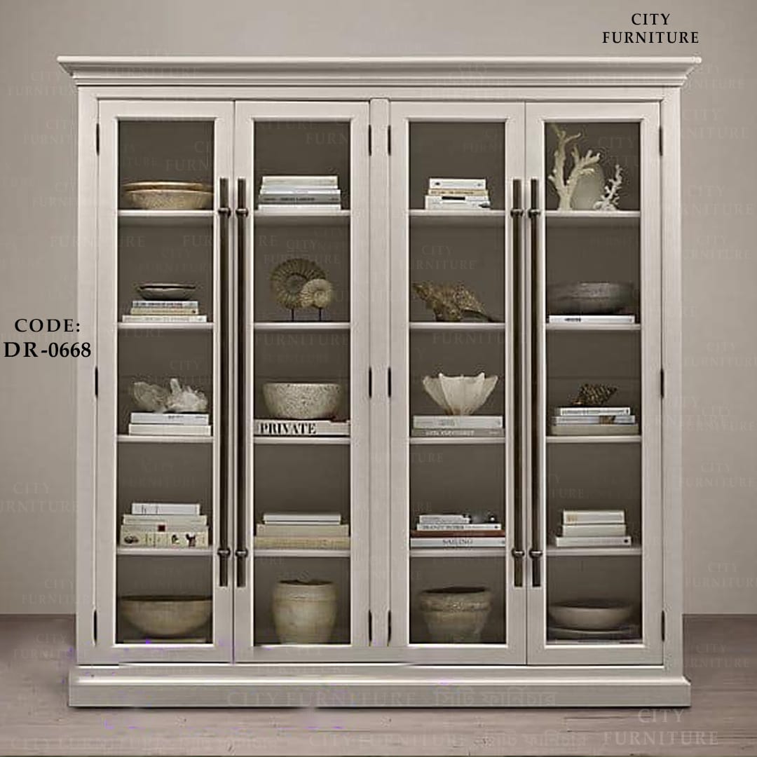 06cfee3525a1b06d0e76fc5d665a7bf4 C-0668 Antique Wall Showcase / Bookcase 4Palla / 4 Door / 2Part (ROYALS Furniture) - Image 1