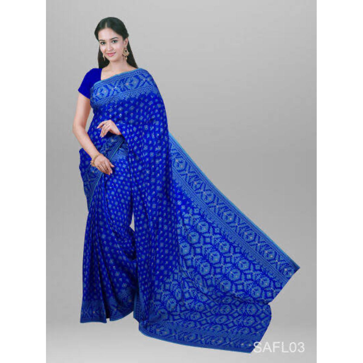 0dde5bcda436dc70f756d599b7d5720f Nakful jamdani saree/Nakful jamdani saree colour blue Saree Same as picture - Sari - Sari - Sari - Image 1