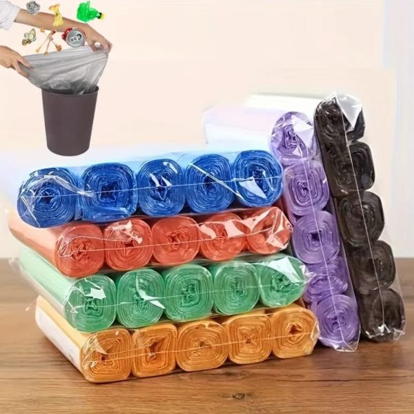 5 Rolls 1 pack 100Pcs Household Disposable Trash Pouch Kitchen Storage Colorful Garbage Bags Cleaning Smart Trash Can Kitchen Toilet Garbage Waste Bag Plastic Bag Sorting Bags - Image 2
