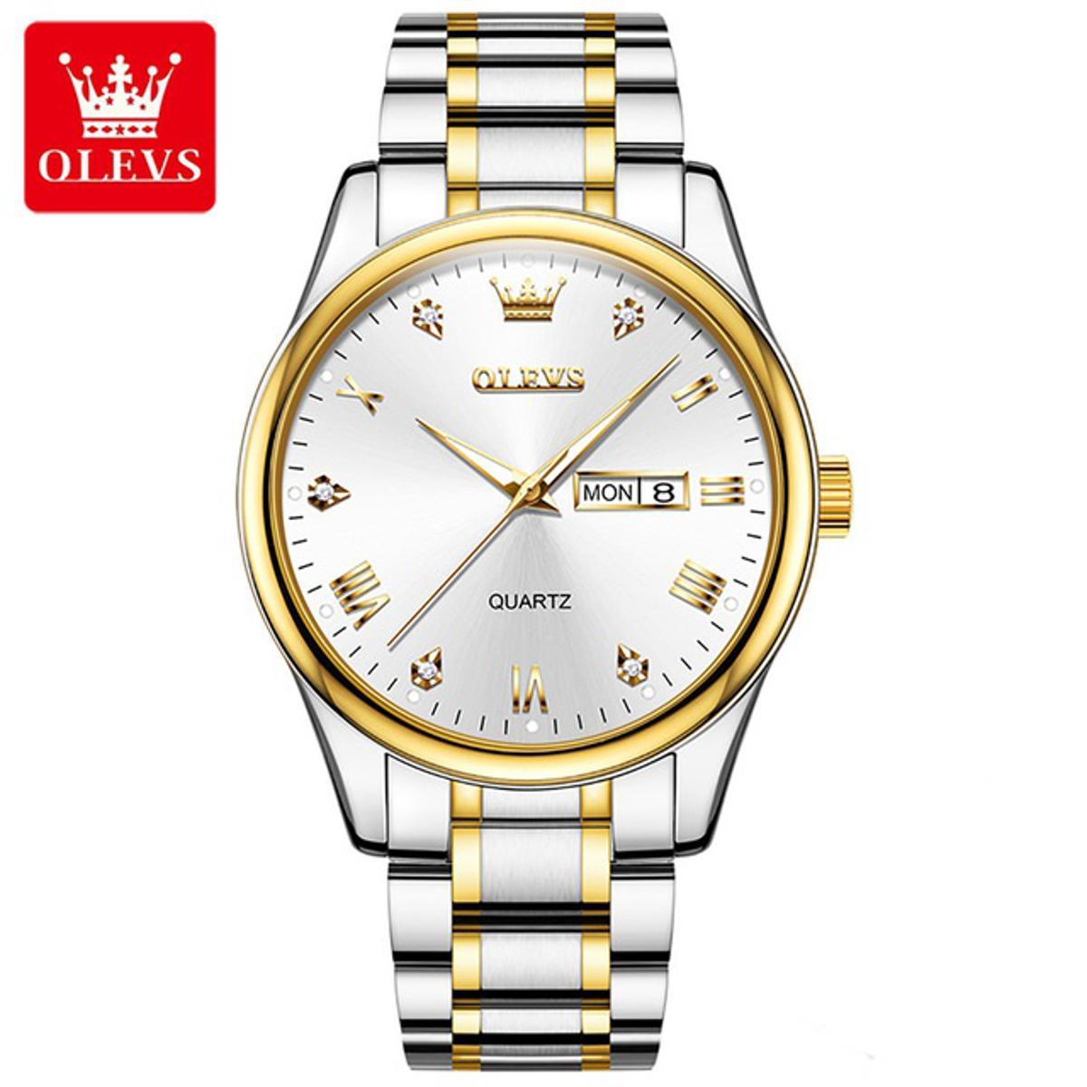 2ed843148804815e8b9068486510827e Olevs 5563 Stainless Steel Analog Wrist Watch For Men - Image 1