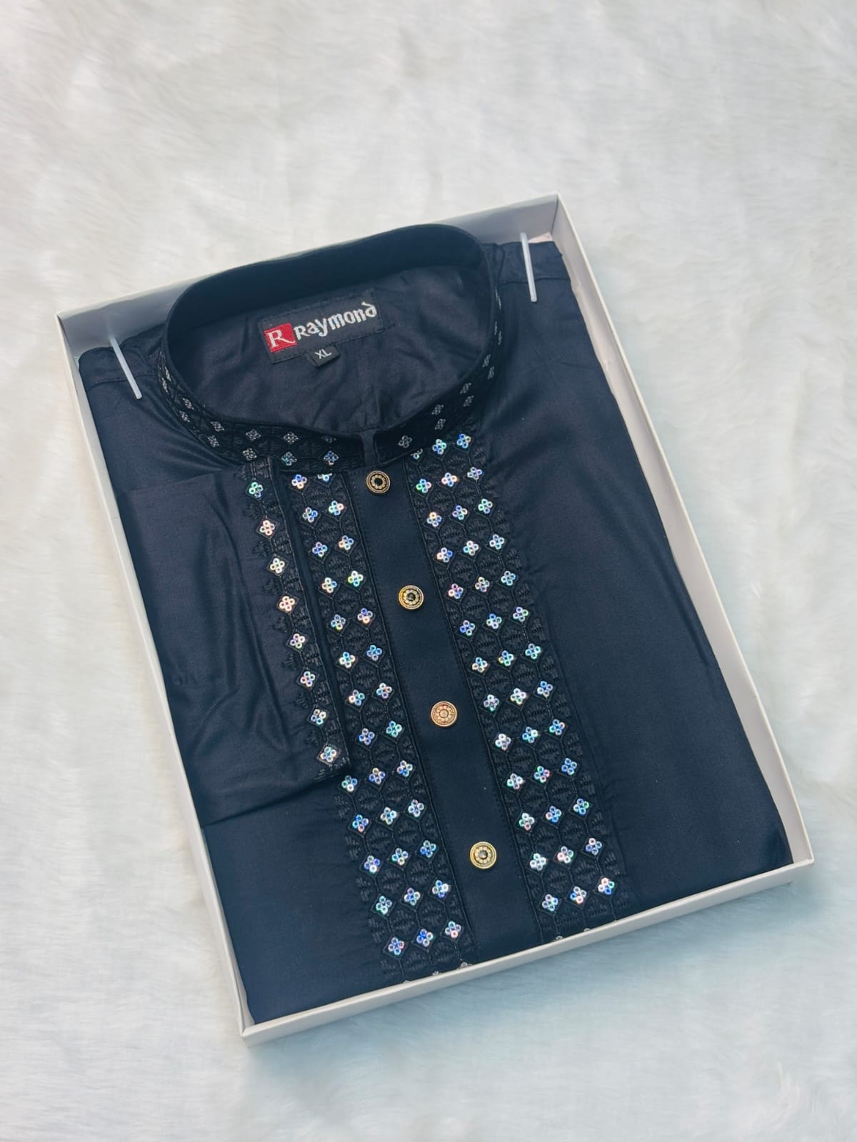 4f0c5125ca7f15e7e04291f501886da7 Men's Sequence Work Panjabi | Traditional Embellished Kurta with Decorative Sequins - Image 1