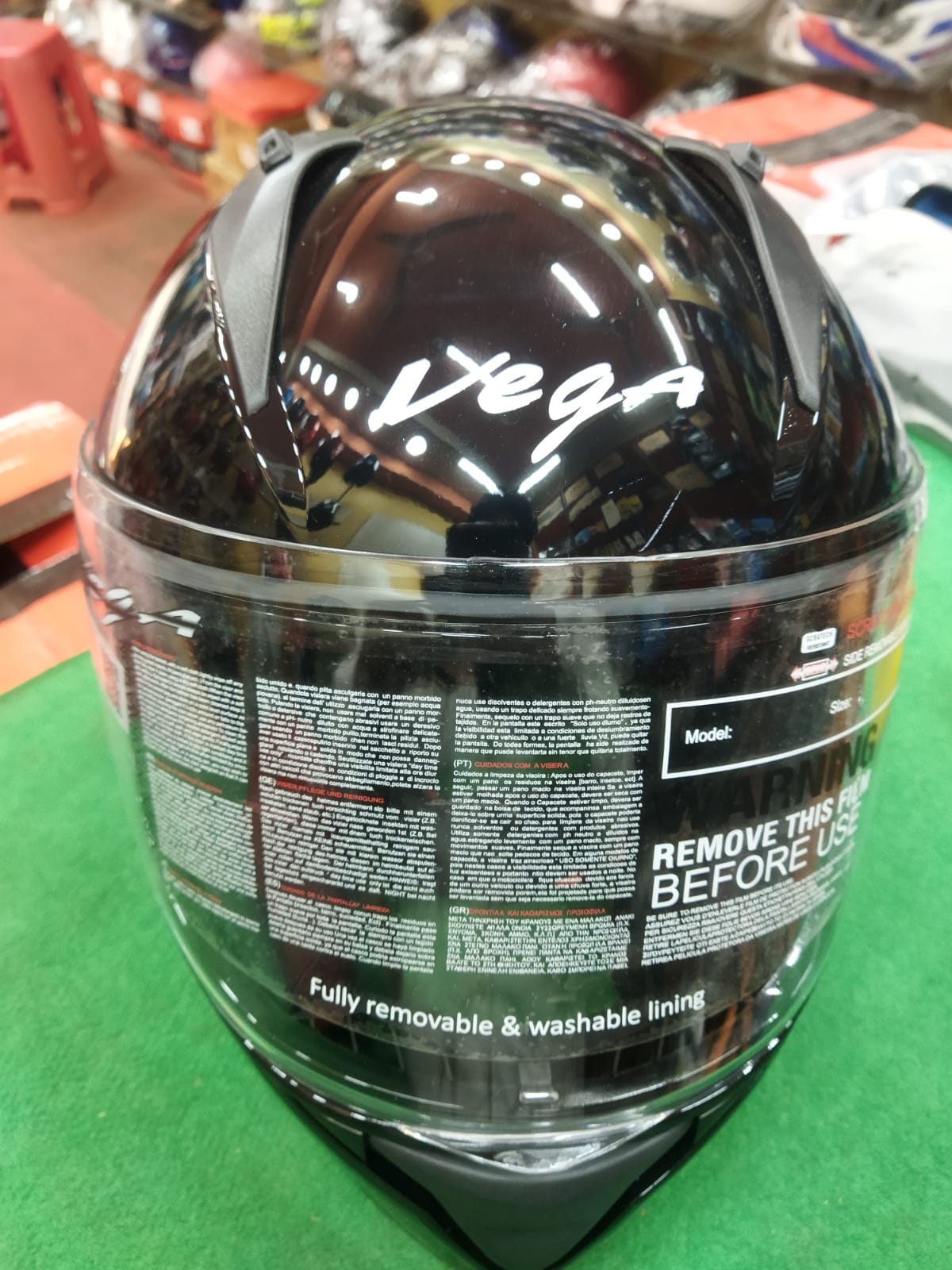 50ce1f448c535641001c6d570dbcf773 Vega Bolt Glossy Black Helmet Attached with Smoke Visor - Image 1