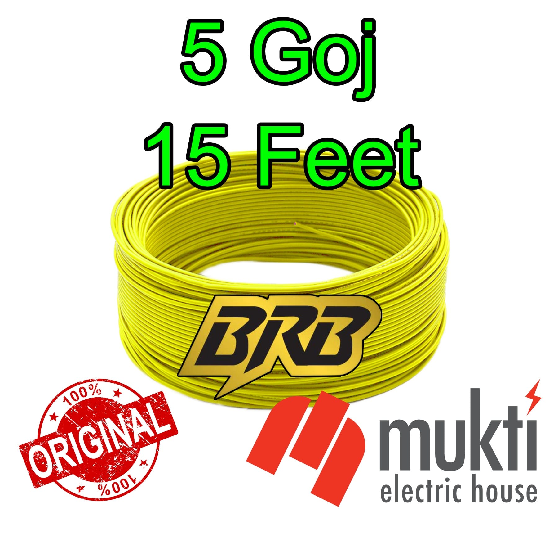 616c04548732c329d7836d95e4259892 BRB Yellow Cable 1X1.5RM 7-W BYA FR Skin Coated Single Core PVC Insulated Non-Sheathed Wire Copper Cord 1.5RM 7W - Image 1