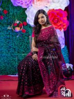 Exclusive Design Jamdani Sarees For Women Marun Black Red Tangail saree - Classic Ethnic Wear - Handwoven Sari - Elegant Fashion