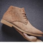 Fashion Brown Chelsea Boots Men British Style High Top Suede Leather Shoes For Men Lace-up Pointed Toe Design Men's Ankle Boot - Image 2