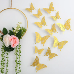 12 PCS Gold 3D Butterfly Wall Stickers – Elegant Art Decal for Room, Wedding, Party & Home Decoration