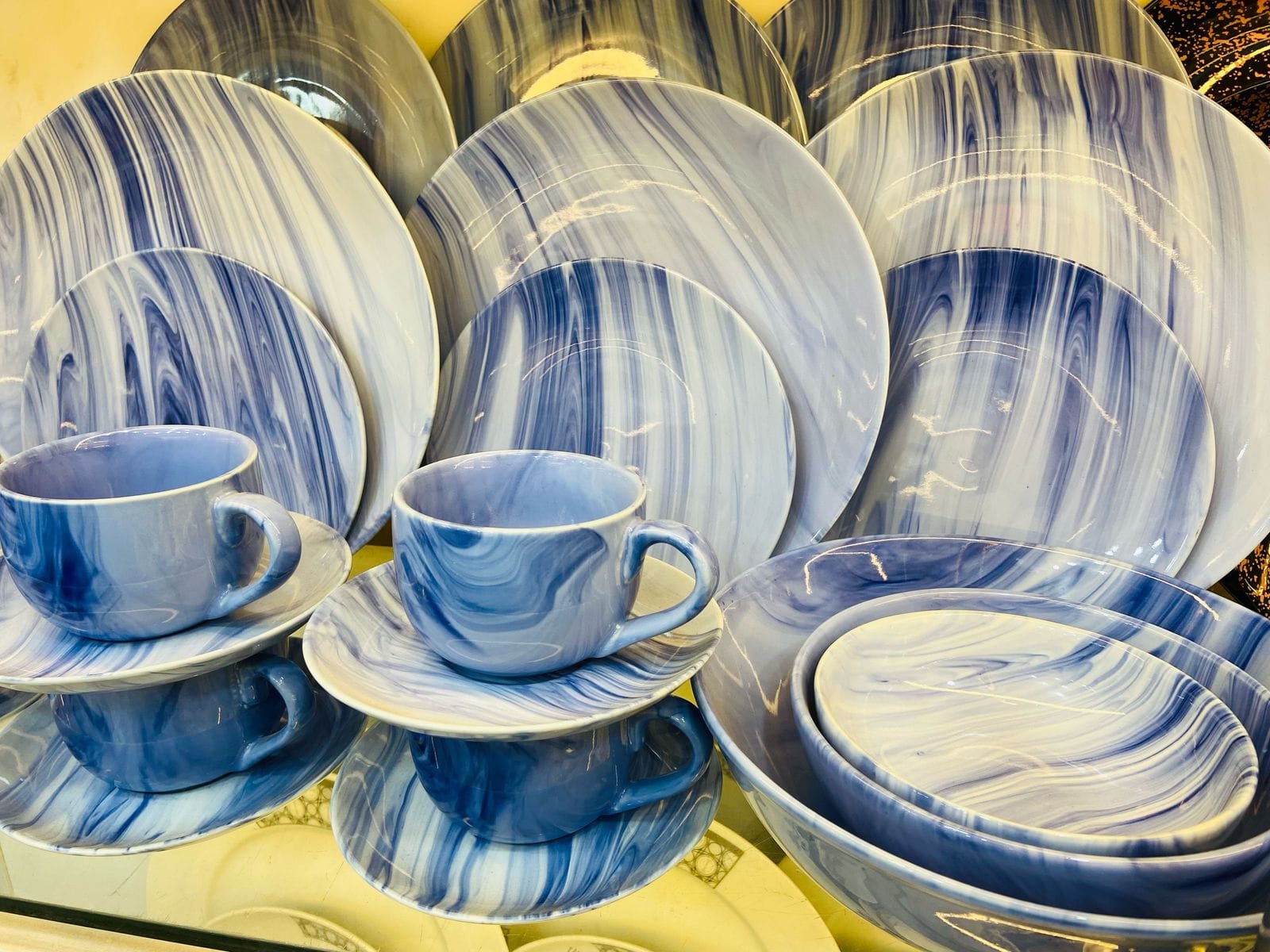 S1a256c57d71647d0be085c136903be67U 27Pcs Dinner Set (Blue Marble) - Image 1