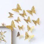 12 PCS Gold 3D Butterfly Wall Stickers – Elegant Art Decal for Room, Wedding, Party & Home Decoration - Image 2
