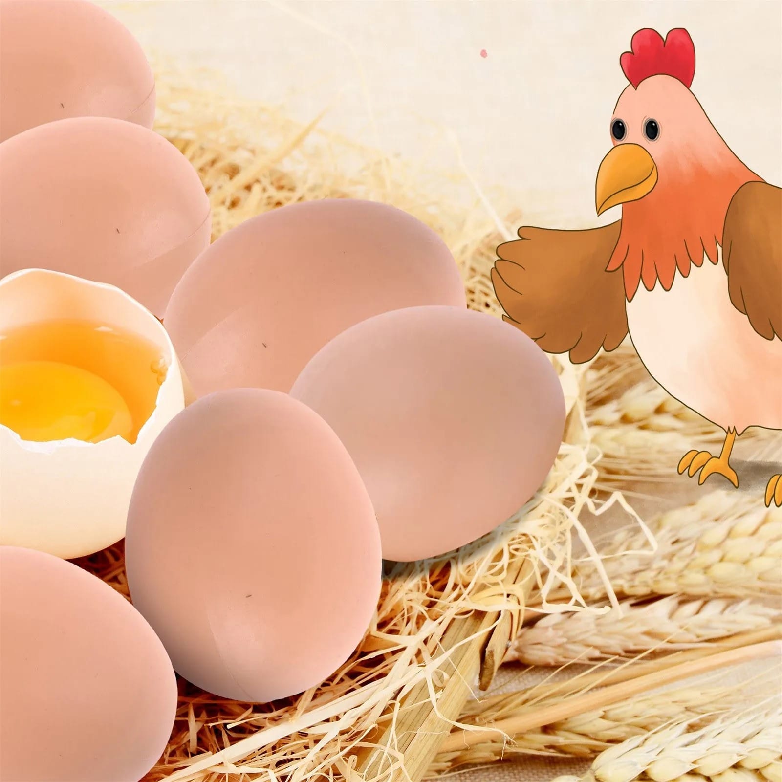 S6de532dcf5124827a111ca31943ecae3D 6pcs Cheap Fake Eggs Simulation Wooden Chicken Duck Geese Dummy Painted Egg Children Educational Toys Artificial Food Easter - Image 1